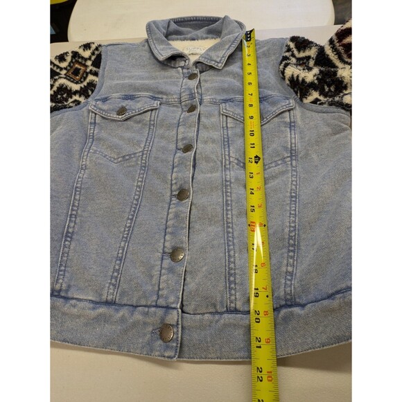 Z Supply Women's Gia All Day Knit Denim Fleece Aztec Shirt Jacket Shacket Small - Picture 11 of 11